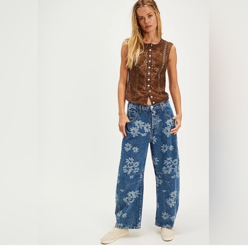 We the free free people laser daisy barrel pants